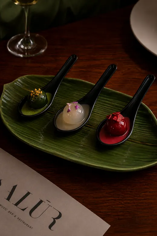 Ball-O-Shots on Vietnamese spoons